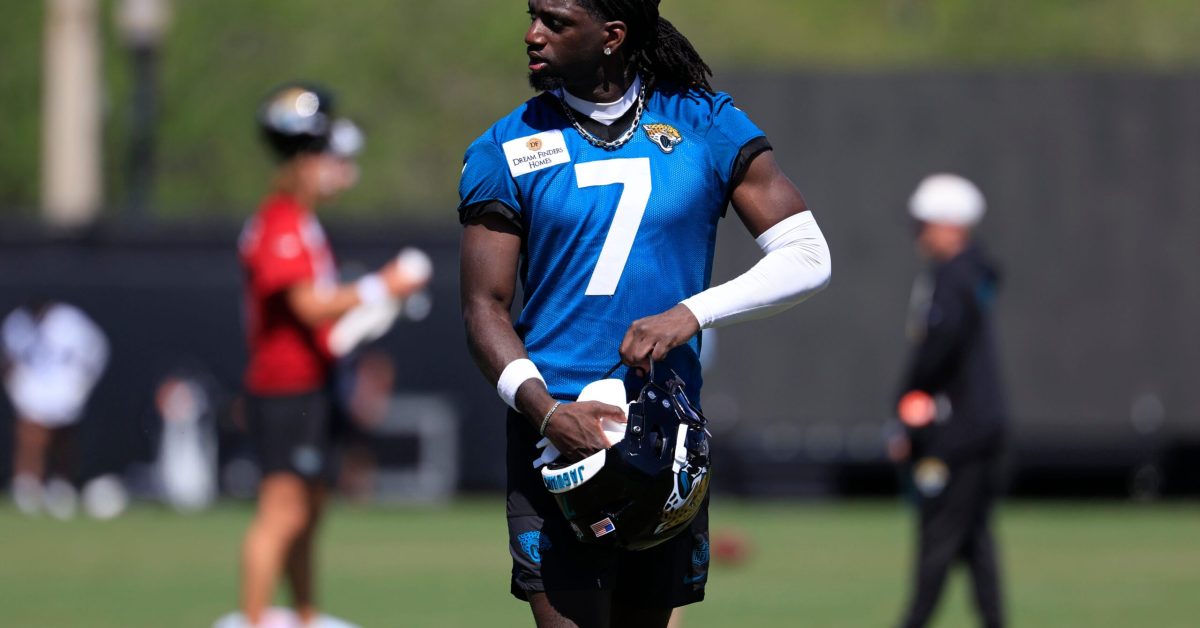 Jacksonville Jaguars wide receiver Brian Thomas Jr. (7) walks off the field during the third day of minicamp at the Miller Electric Center, Thursday, June 11, 2026, in Jacksonville, Fla.
