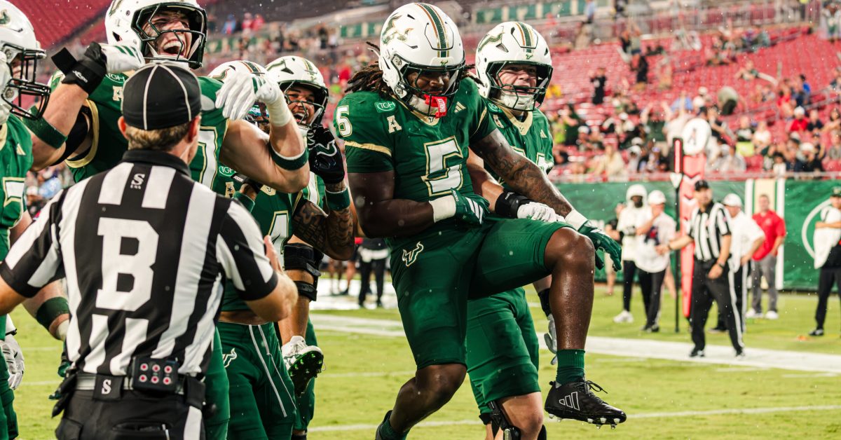 TAMPA, FL - SEPTEMBER 19: The South Florida Bulls take on the Delaware State Hornets at Raymond James Stadium on September 19, 2026 in Tampa, Florida. (Photo by Austin Vogl)