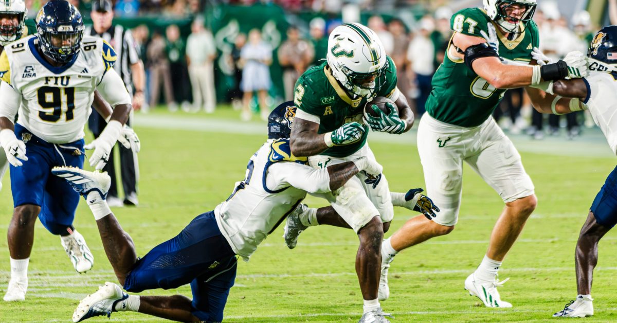TAMPA, FL - SEPTEMBER 05: The South Florida Bulls take on the FIU Panthers at Raymond James Stadium on September 5, 2026 in Tampa, Florida. (Photo by Austin Vogl)