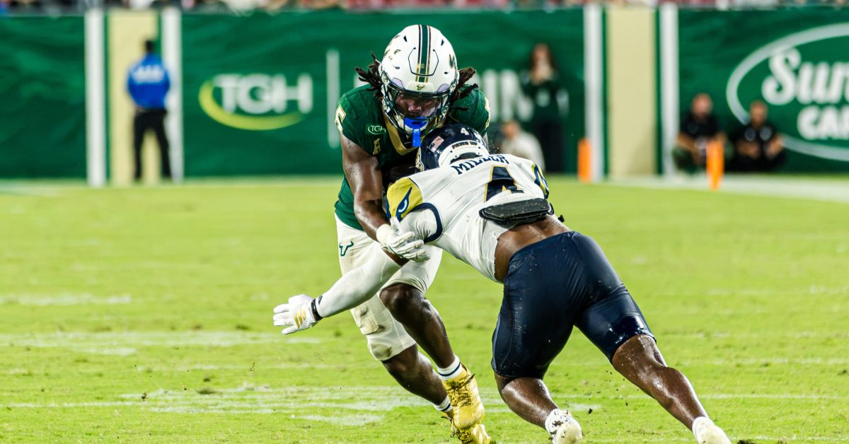TAMPA, FL - SEPTEMBER 05: The South Florida Bulls take on the FIU Panthers at Raymond James Stadium on September 5, 2026 in Tampa, Florida. (Photo by Austin Vogl)