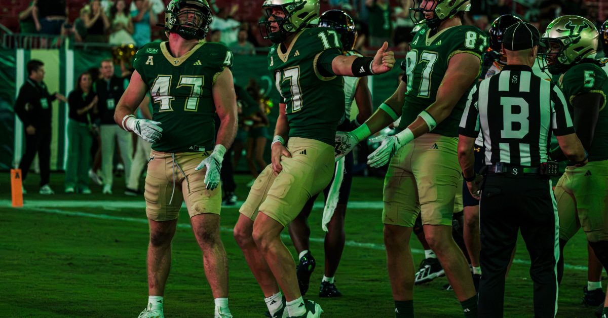 TAMPA, FL - OCTOBER 17: during the game between the South Florida Bulls and the Kent State Golden Flashes at Raymond James Stadium on October 17, 2026 in Tampa, Florida. (Photo by Austin Vogl/New Era Prep)